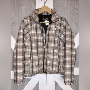B15.28 The North Face Plaid Puffer Jacket Brown/Tan Women’s Small